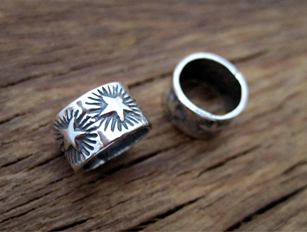 Sterling Silver Stamped Star Bead and Slider