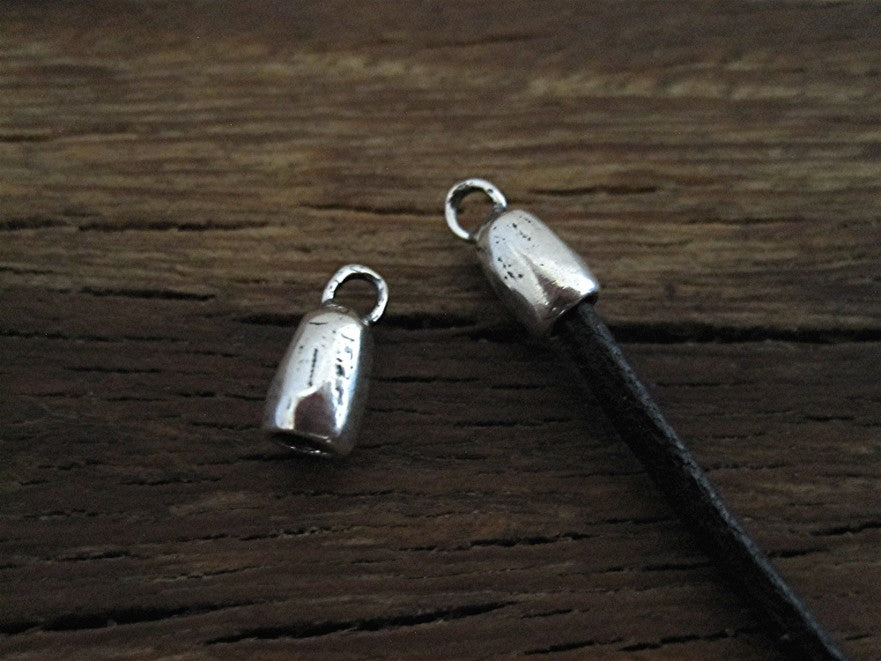 Small Artisan 2mm Jewelry End Caps in Sterling Silver (set of two)