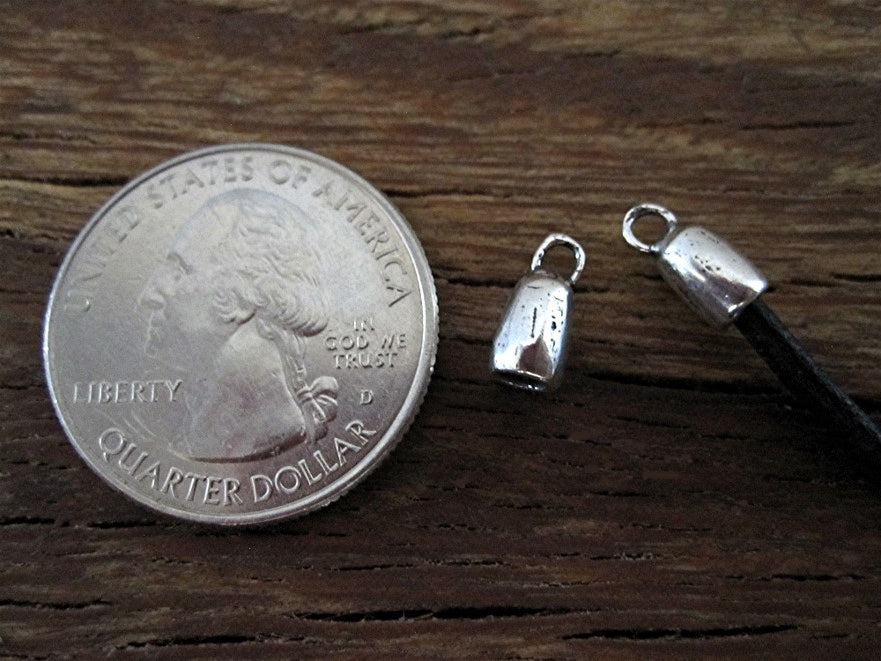 Small Artisan 2mm Jewelry End Caps in Sterling Silver (set of two)