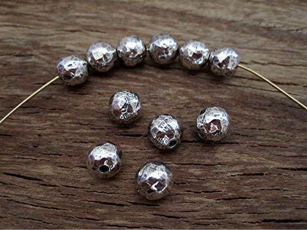 Sterling Silver 6mm Round Textured Beads