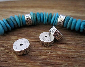 Hammered Textured Sterling Silver Spacer Bead and Slider (ONE bead) (N)