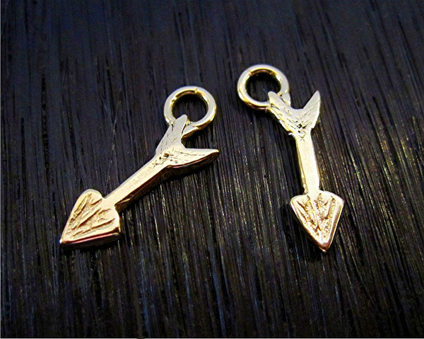 Gold Bronze Artisan Arrow Charms