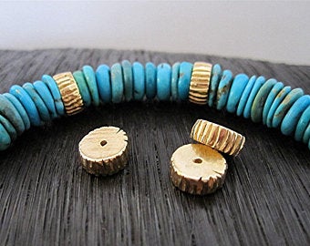 Strand of Turquoise Beads with Gold Bronze Accents Beads