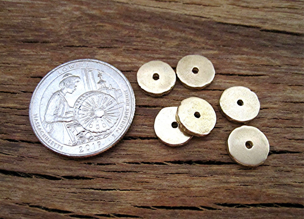 Gold Bronze Thin Textured Stacker Bead and Spacer (set of two)