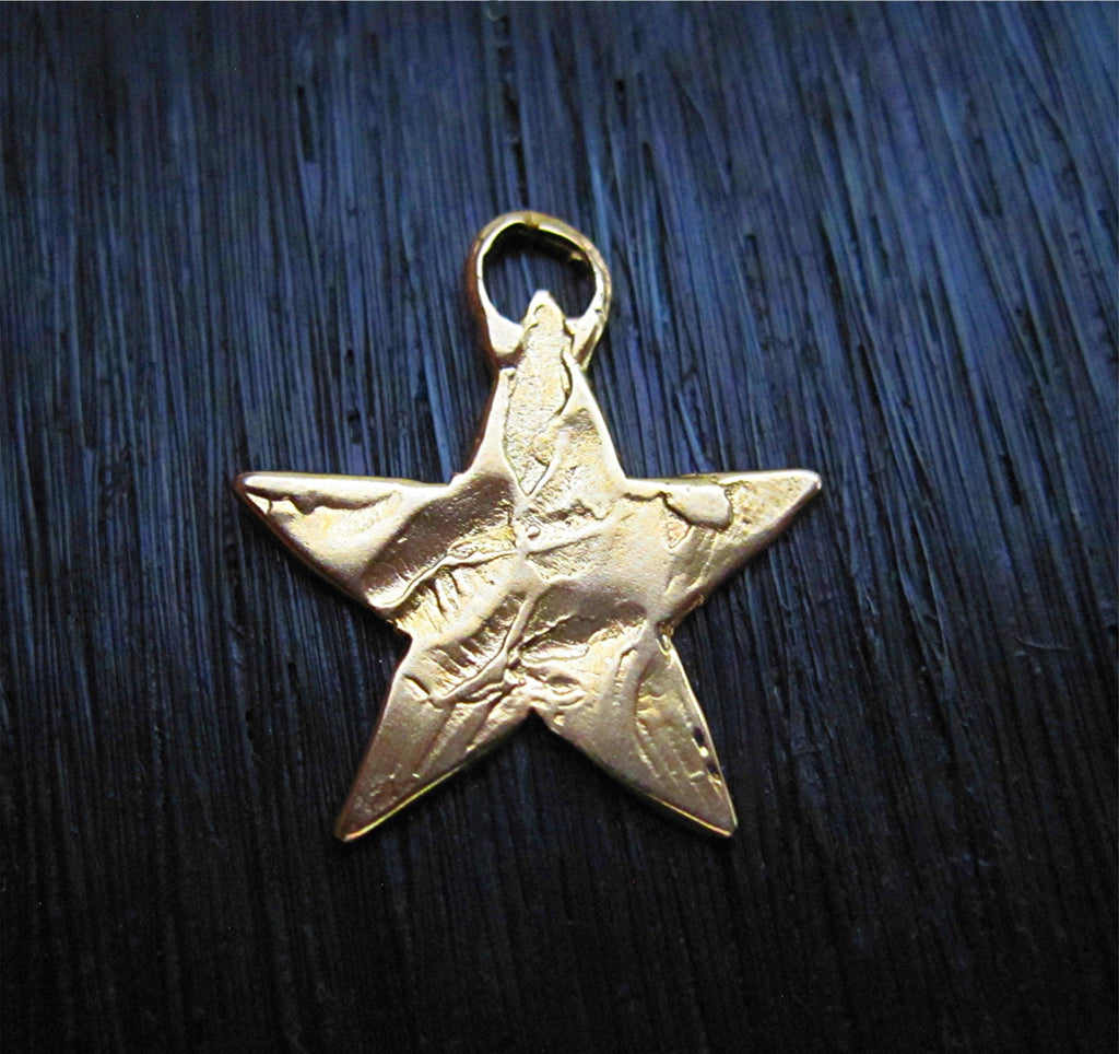 Gold Bronze Textured Artisan Star Charm