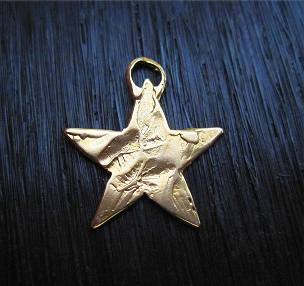 Gold Bronze Textured Artisan Star Charm