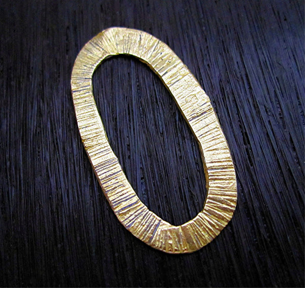 Long Oblong Textured Bracelet Necklace Earring Closed Link in Gold Bronze (one)