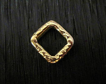 Gold Bronze Textured Square Jewelry Links and Connectors (9mm x 10mm) (one link)