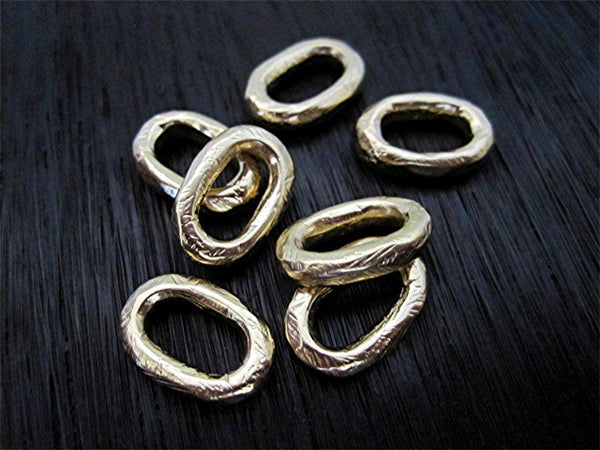 Chunky Oval Rustic Jewelry Link and Connector in Gold Bronze (one link)