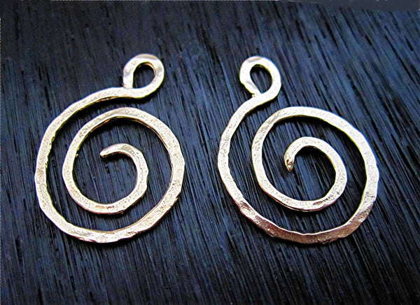 Gold Bronze Artisan Spiral Charms