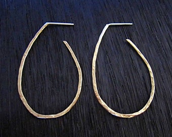 VDI Jewelry Findings Gold Bronze Hammered Hoop Earrings
