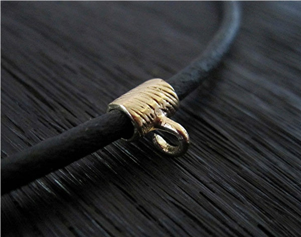 VDI Jewelry Findings Small Gold Bronze Textured Jewelry Bail and Enhancer on Leather Cord