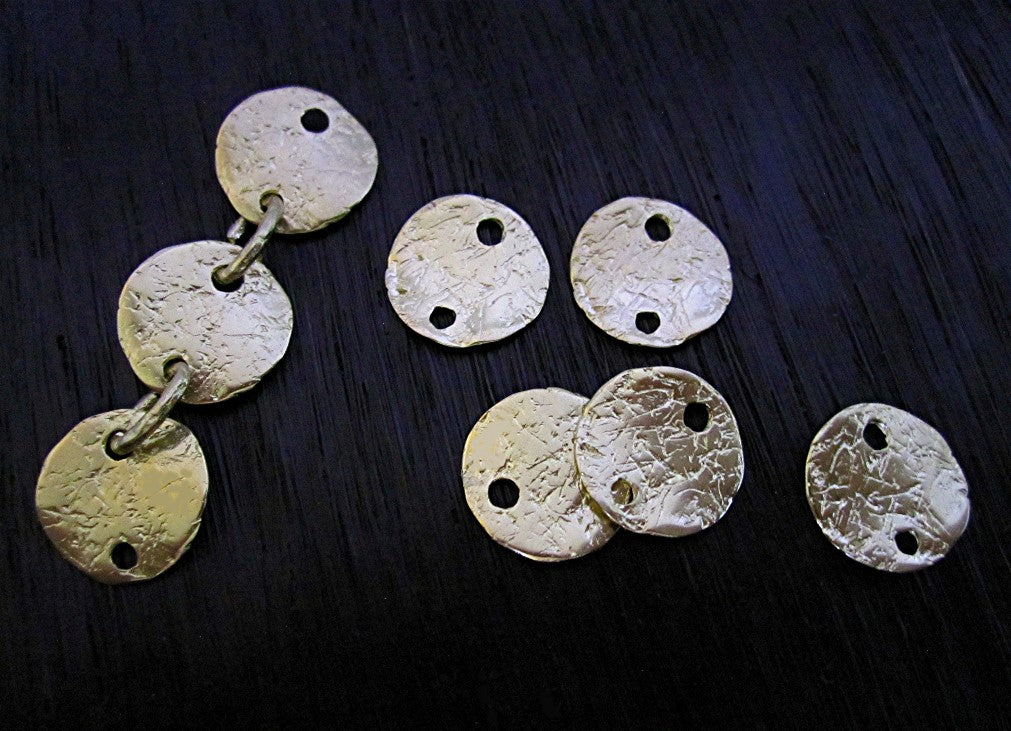 VDI Jewelry Findings Small Textured Gold Bronze Disc Links and Connectors