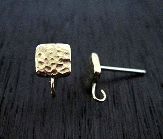 VDI Jewelry Findings Gold Bronze Square Textured Earring Posts