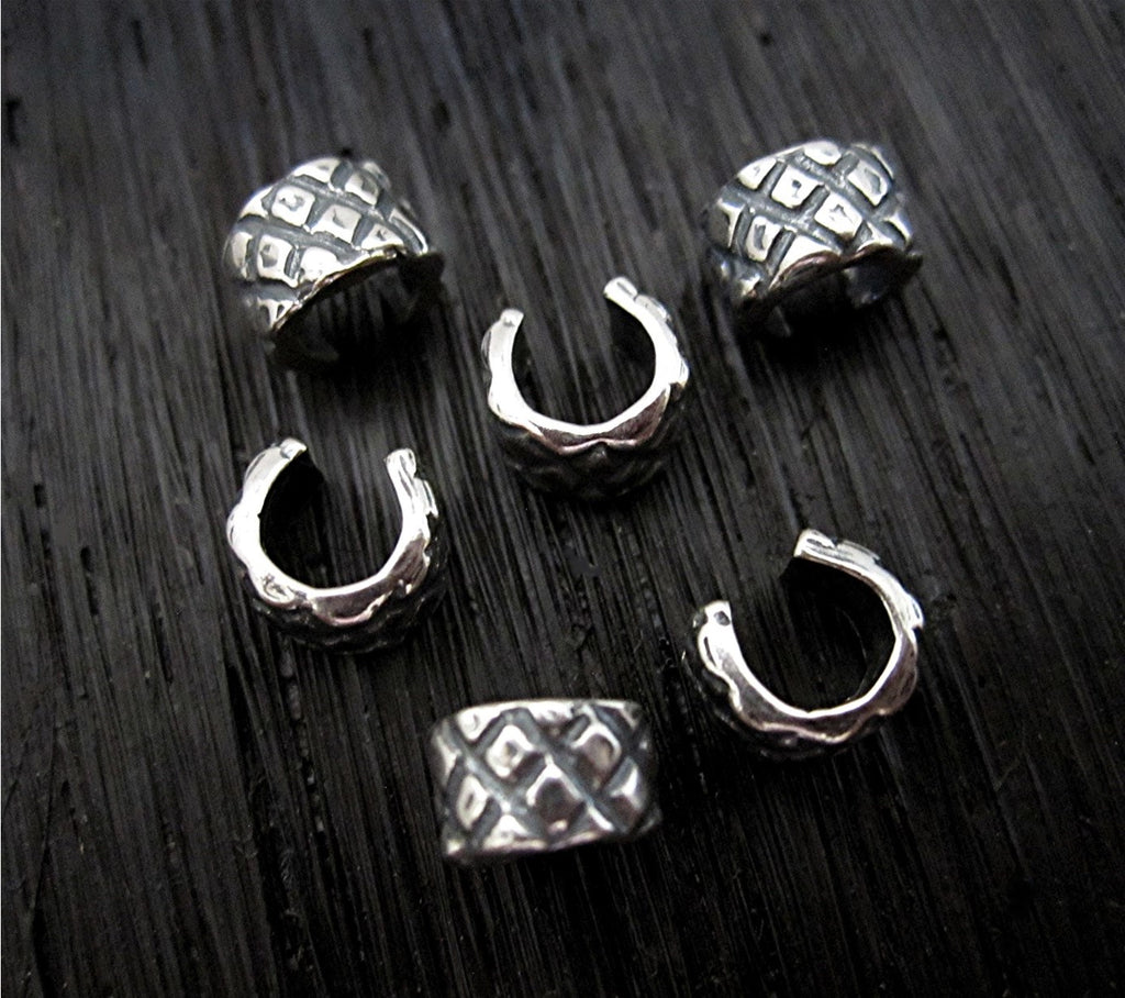 Handmade Sterling Silver Criss Cross Design Crimp Bead Cover (set of two)