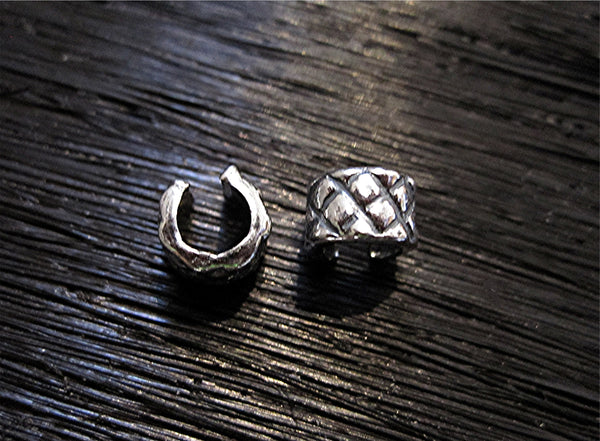 Handmade Sterling Silver Criss Cross Design Crimp Bead Cover (set of two)