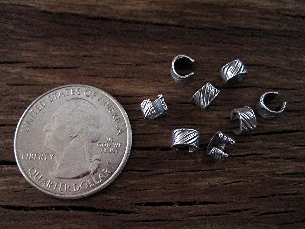 Sterling Silver Artisan Textured Lined Crimp Bead Covers (set of two) – VDI  Jewelry Findings