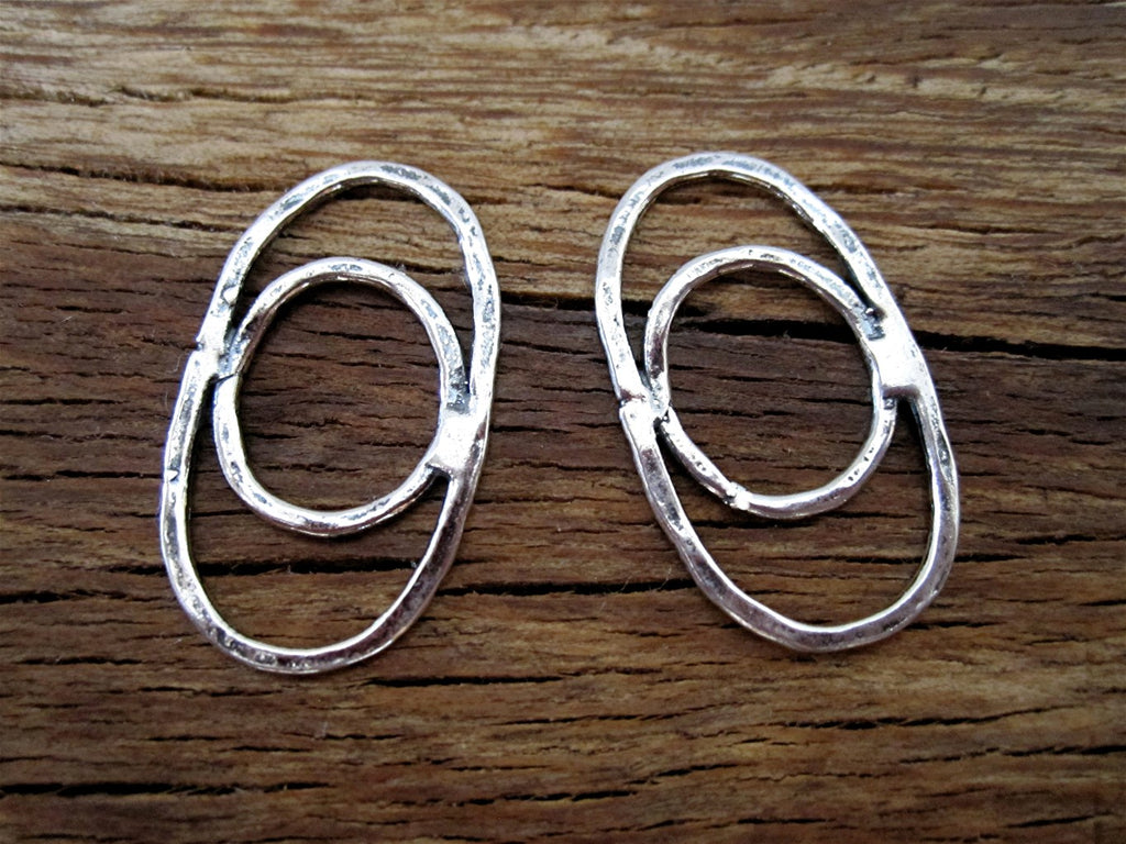 Handmade Sterling Silver Double Loop Jewelry Link (set of 2)