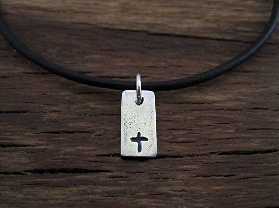 Small Sterling Silver Cross Pendant and Charm