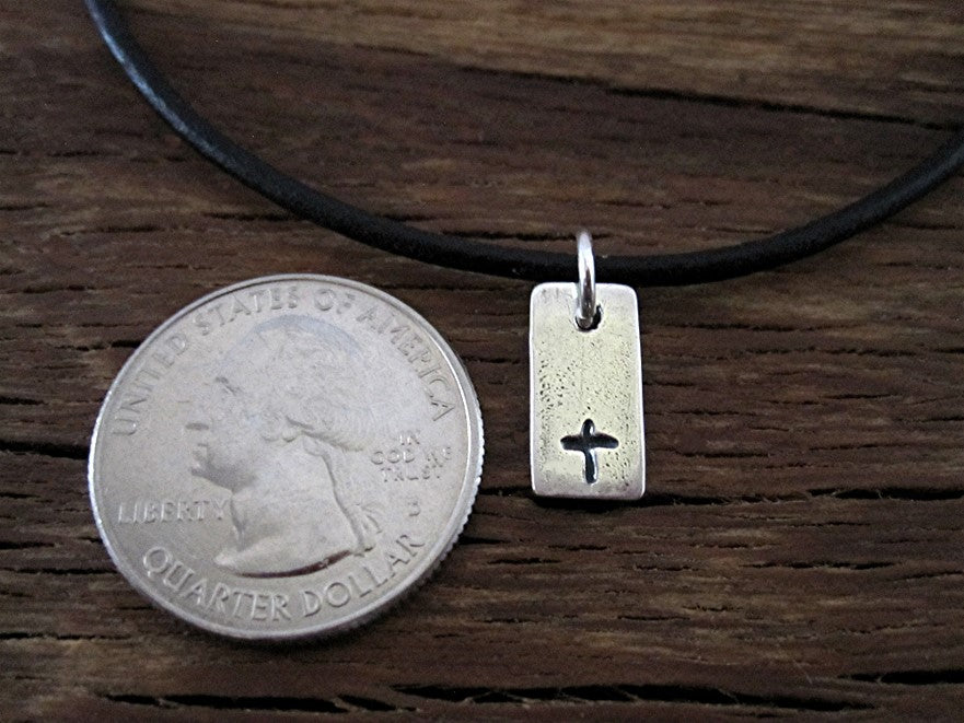 Small Sterling Silver Cross Pendant and Charm