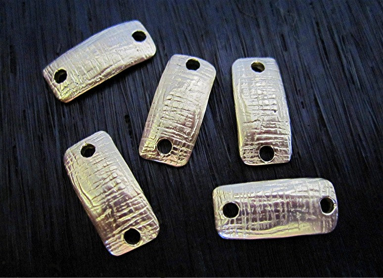 Gold Bronze Textured Rectangular Jewelry Link and Connector