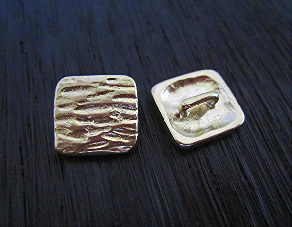 VDI Jewelry Findings Wood Bark Textured Gold Bronze Button and Jewelry Clasp