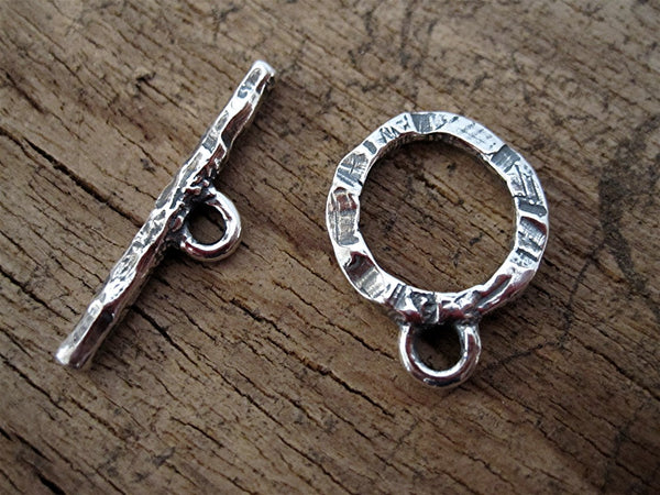 Rustic Sterling Silver Artisan Textured Toggle Clasp