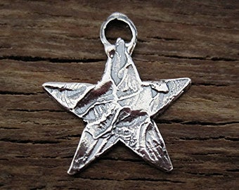 Rustic Textured Sterling Silver Star Charm