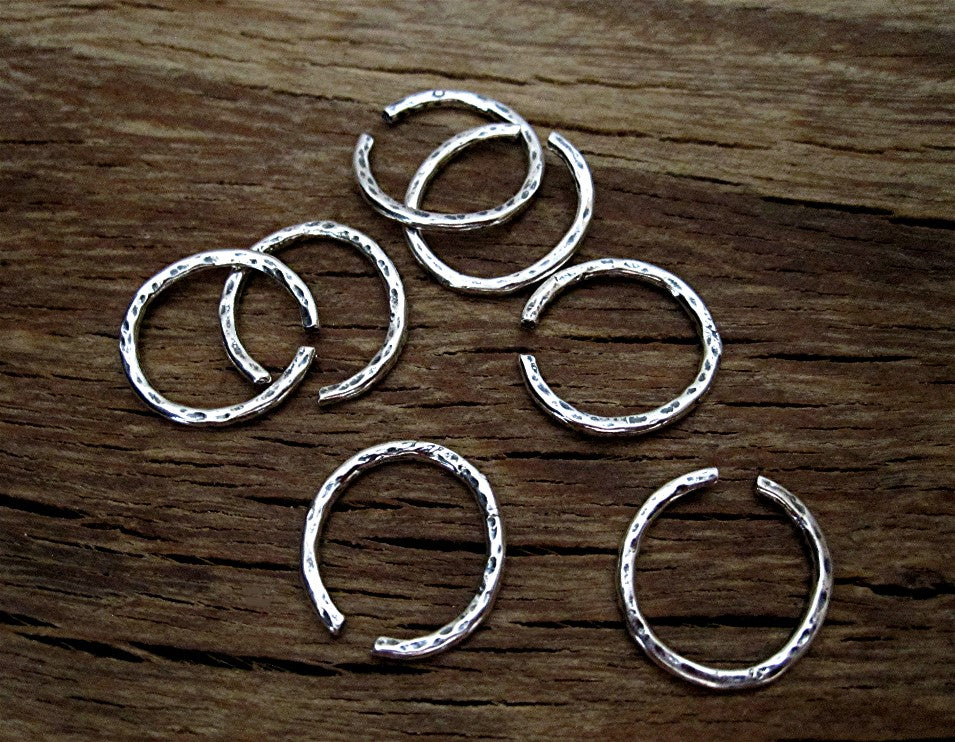 Large Round Artisan Sterling Silver Open Jump Rings (set of two)