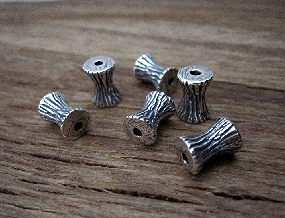 Textured Artisan Sterling Silver Concave Jewelry Bead and Slider