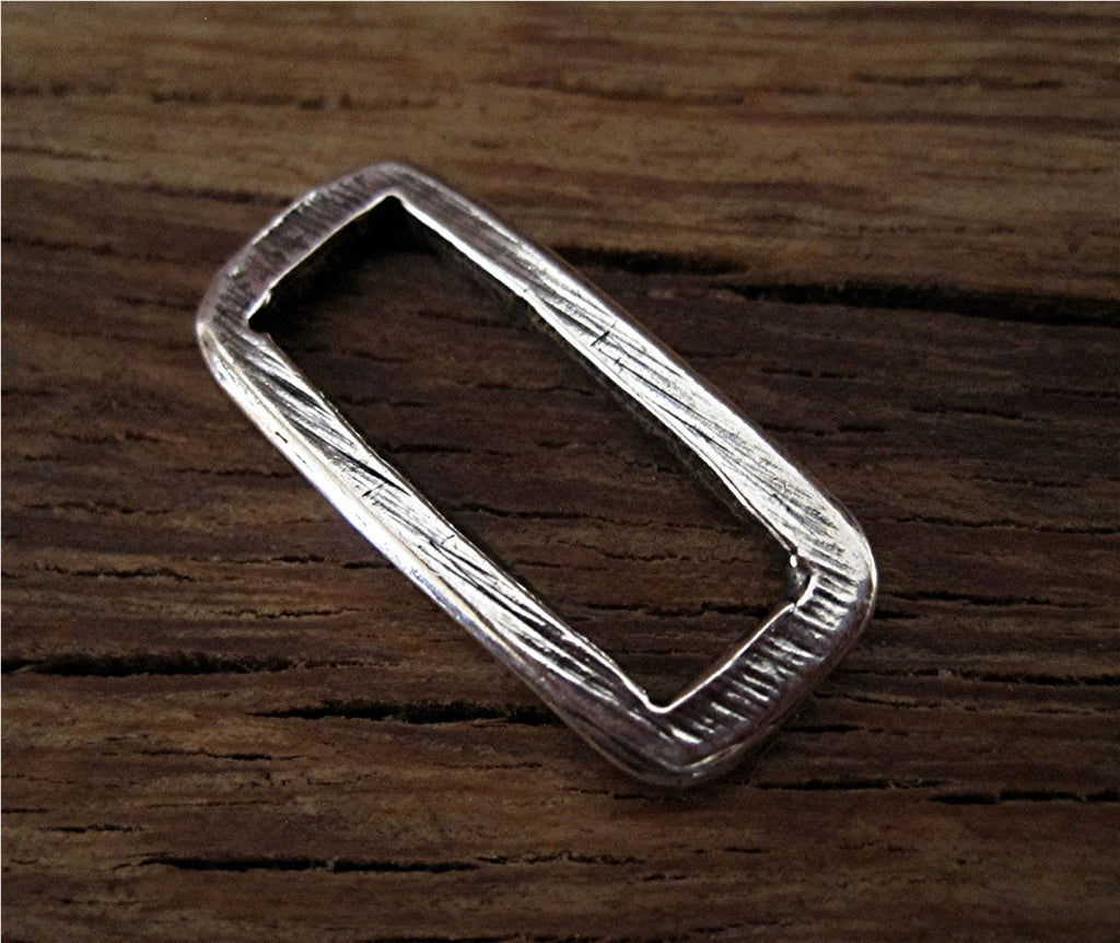 Artisan Rectangular Sterling Silver Jewelry Link (one)