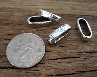 Sterling Silver Rustic Jewelry Links Next to a Quarter