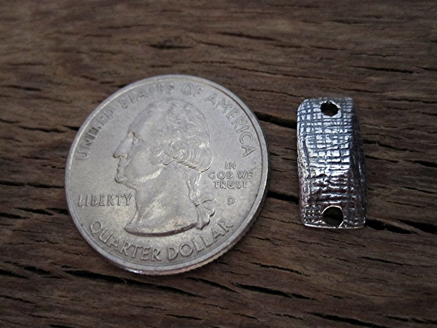 Sterling Silver Rectangular Textured Artisan Jewelry Link and Connector (one link)