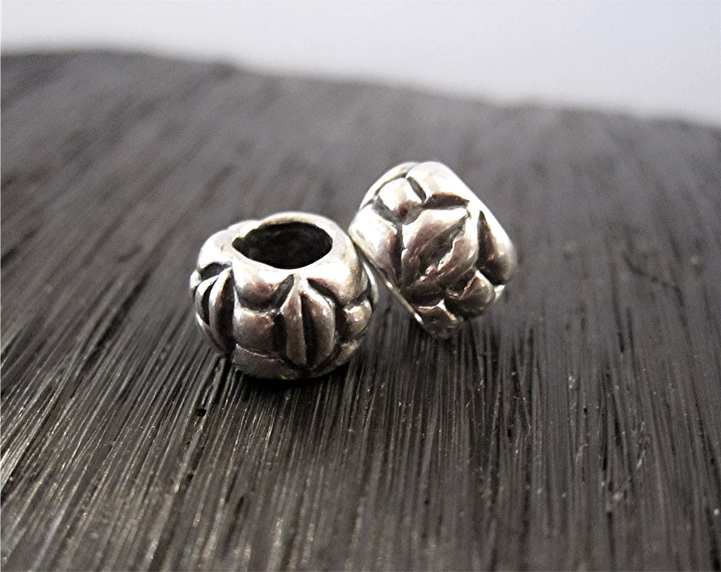 Artisan Detailed Small Round Bead and Slider in Sterling Silver (one)