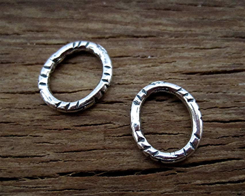 Round Etched Sterling Silver Closed Jump Ring and Link (set of 2)