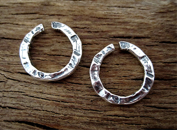 Organic Textured Rustic Sterling Silver Round Open Jump Rings (set of 2)