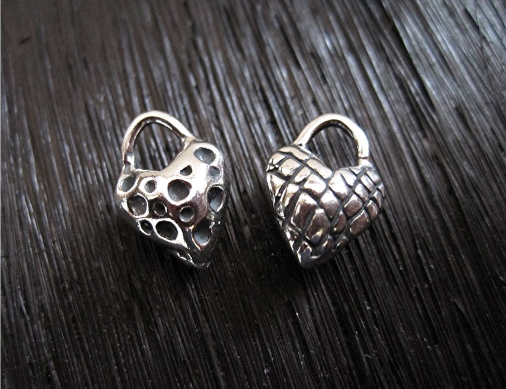 Small Sterling Silver Textured Heart Charms