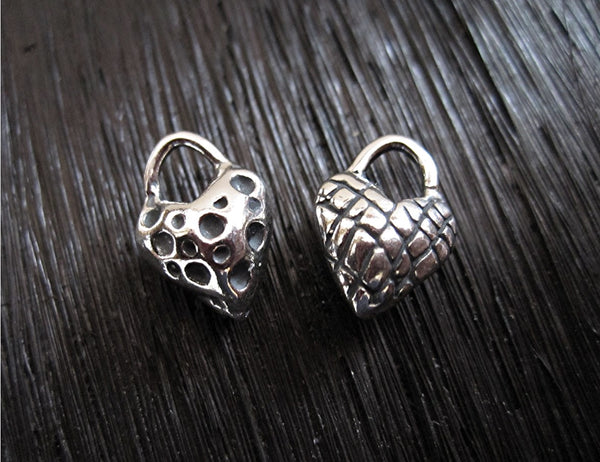 Small Sterling Silver Textured Heart Charms