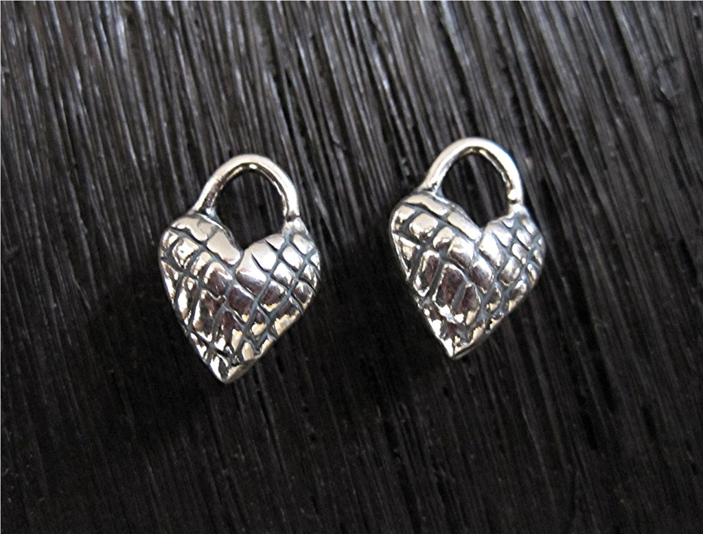 Small Sterling Silver Textured Heart Charms