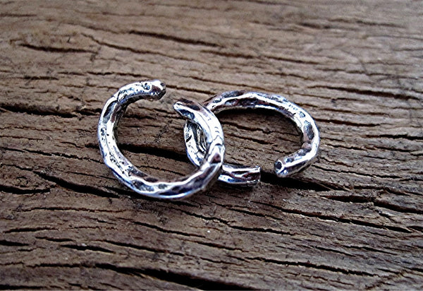 Organic, Sterling Silver, Small, Artisan Open Jump Rings (set of 2)