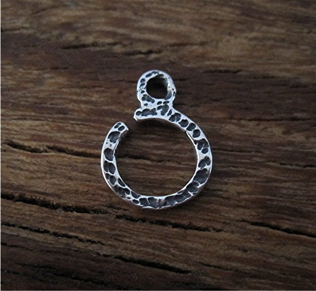 Small Textured Artisan Jewelry Charm Holder in Sterling Silver