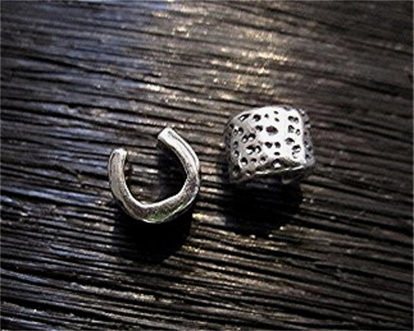 Speckled Dotted Artisan Sterling Silver Crimp Bead Covers (set of two)