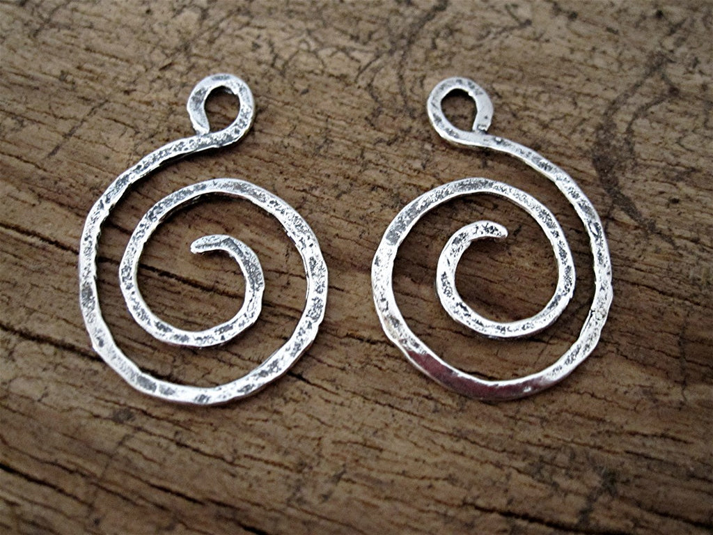 Artisan Spiral Design Sterling Silver Clasp and Earring Charm (set