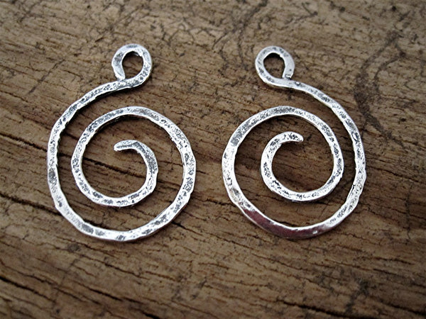 Artisan Spiral Design Sterling Silver Clasp and Earring Charm (set of 2)(N)