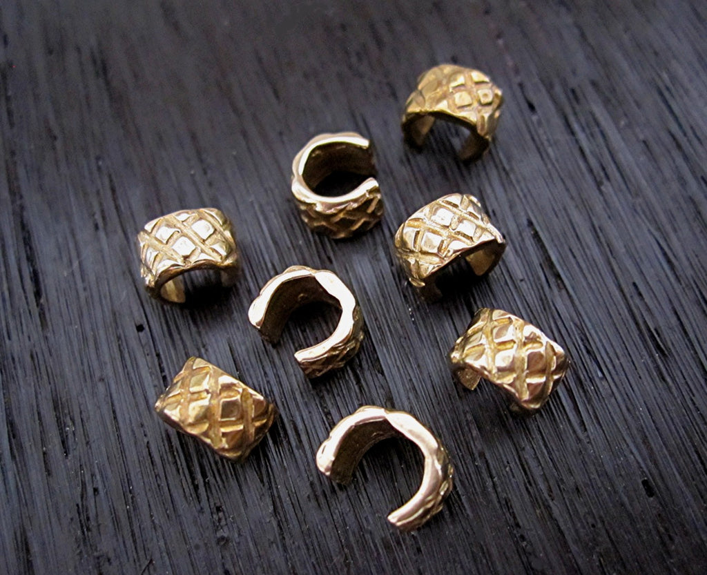 VDI Jewelry Findings Gold Bronze Criss Cross Textured Crimp Bead Covers