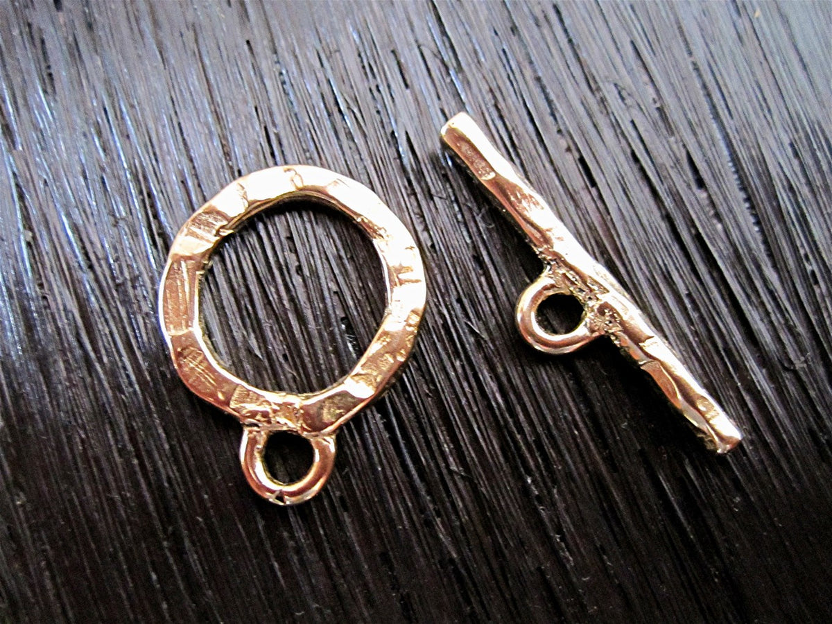 Gold Bronze Rustic Handmade Textured Jewelry Toggle Clasp VDI Jewelry